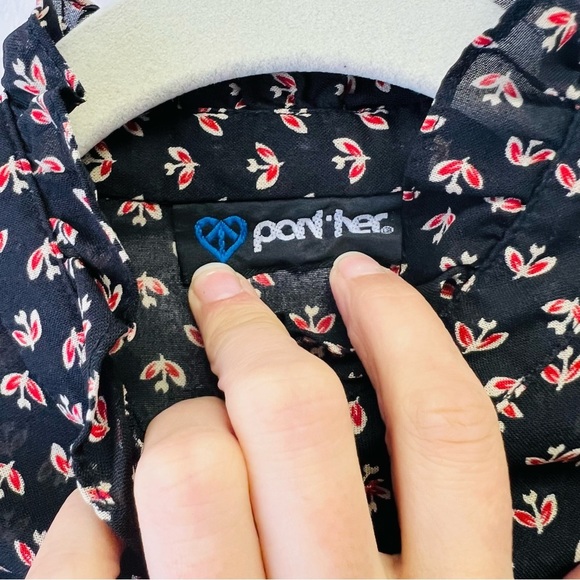 Vintage Western Sheer Black and Red Blouse - Picture 9 of 9